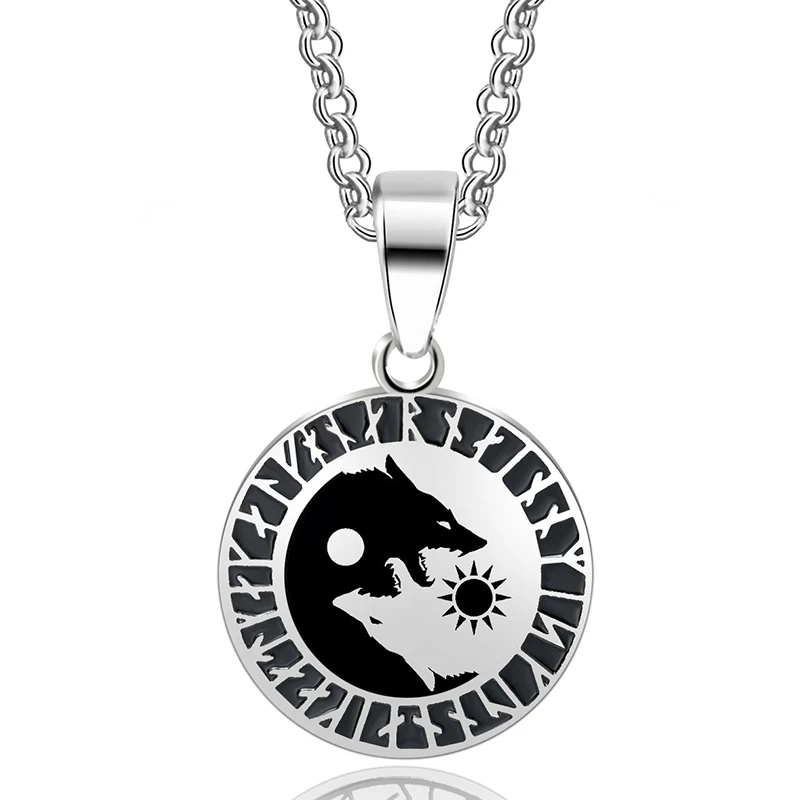 ABAICER 1 шт Yin Yang Wolf Sun Moon 316L ожерелье с подвеской в стиле норвежских викингов амулет