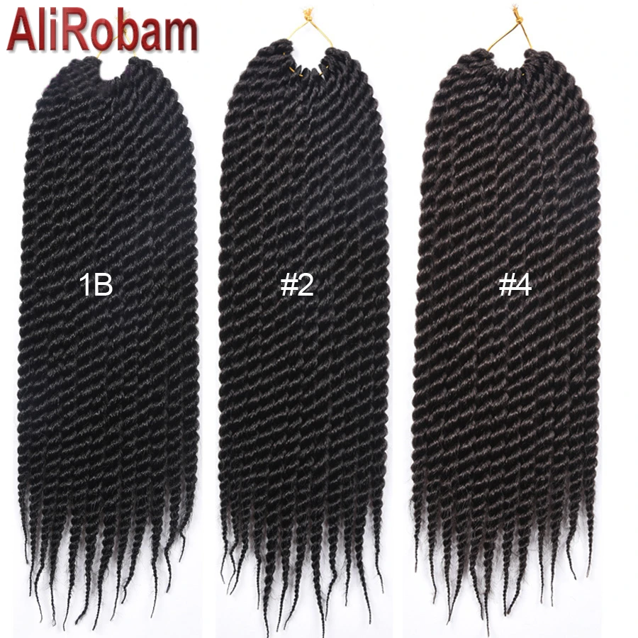 AliRobam, вязанные крючком косички, длинные, 18 дюймов, Сенегальские, скрученные, низкая температура, синтетические косички для наращивания волос, черный, бордовый, коричневый