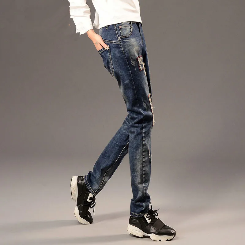 Women Jeans Pants New Winter Plus Velvet Embroidered Harem Loose Thick Straight Trousers Casual Leggings Denim C1680 |