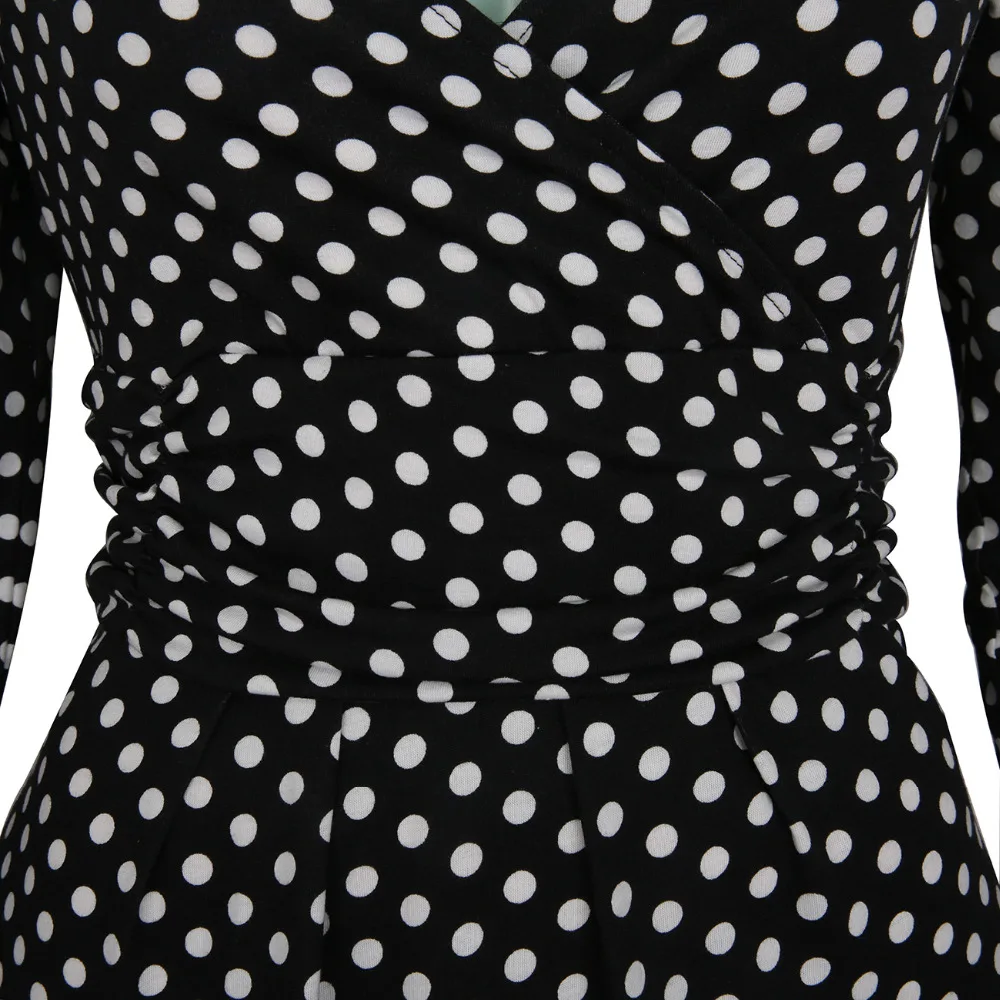 Женские осенние платья хит продаж новая мода v-образный вырез узор в горошек