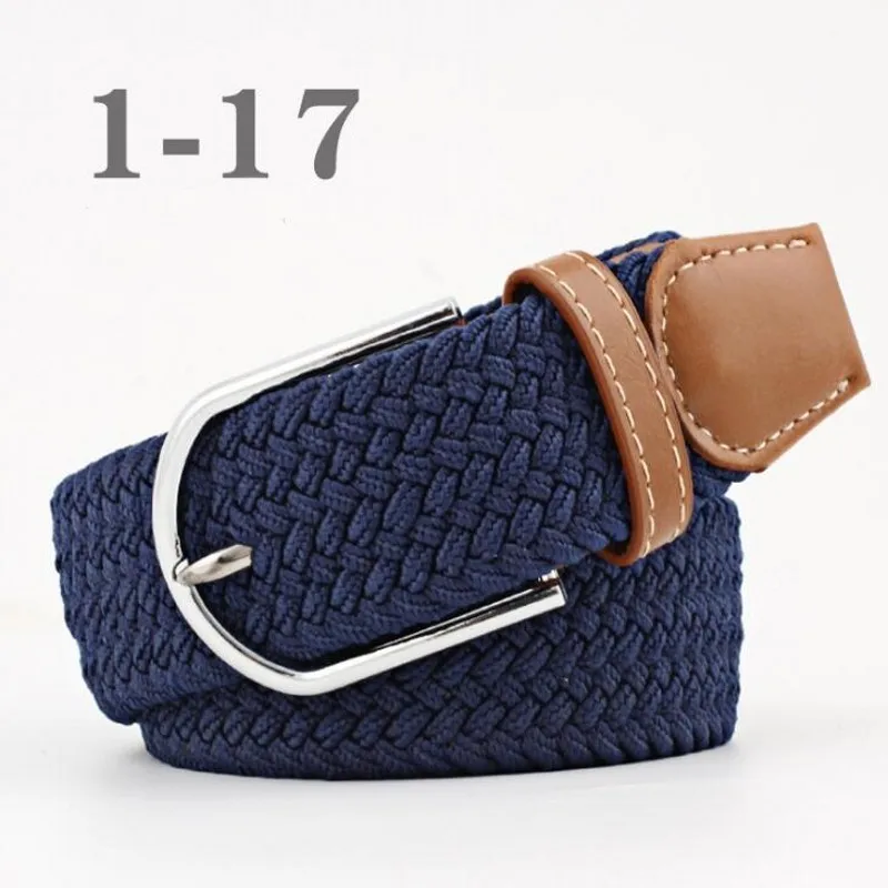 Navy Blue Эластичный пояс, вязаный пояс из парусины, декоративный пояс, женский ремень с пряжкой, для женщин и мужчин, для взрослых, на каждый день, высокое качество, мода - Цвет: Navy Blue
