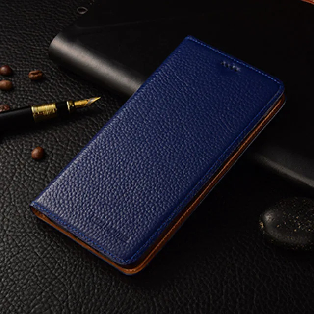 Чехол-книжка из натуральной кожи Для DOOGEE BL7000, Мягкая силиконовая задняя крышка для DOOGEE BL 7000 - Цвет: Blue