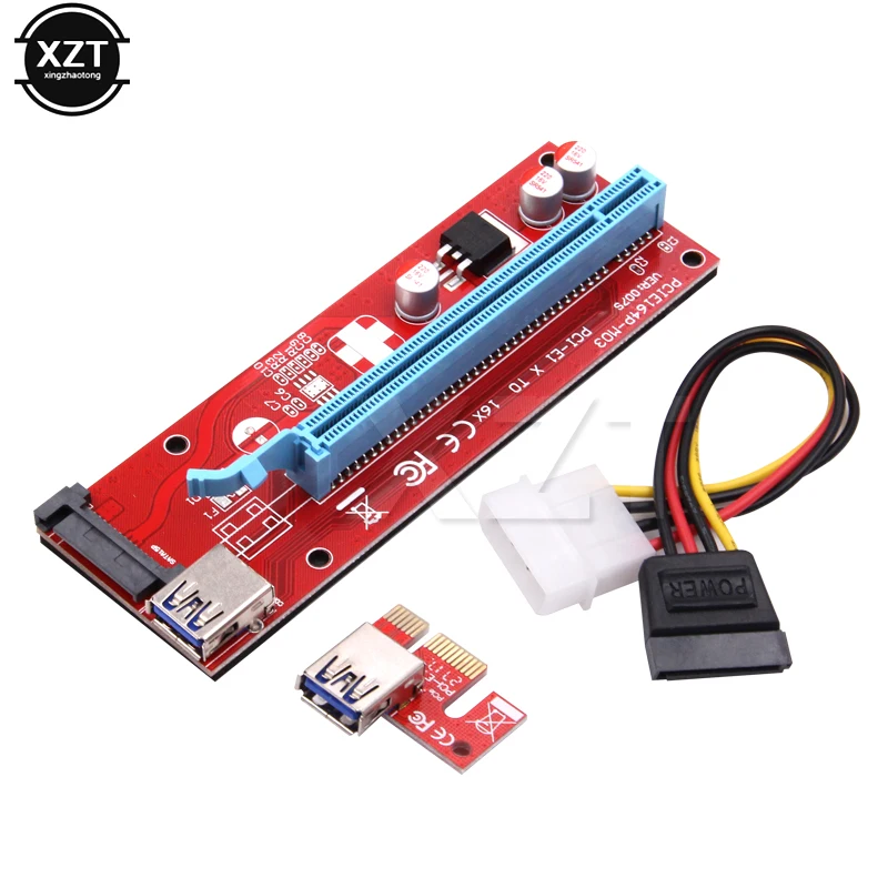 Карта расширения PCIe PCI E Express 1x до 16x USB 3 0 кабель для передачи данных SATA 4 контакта IDE