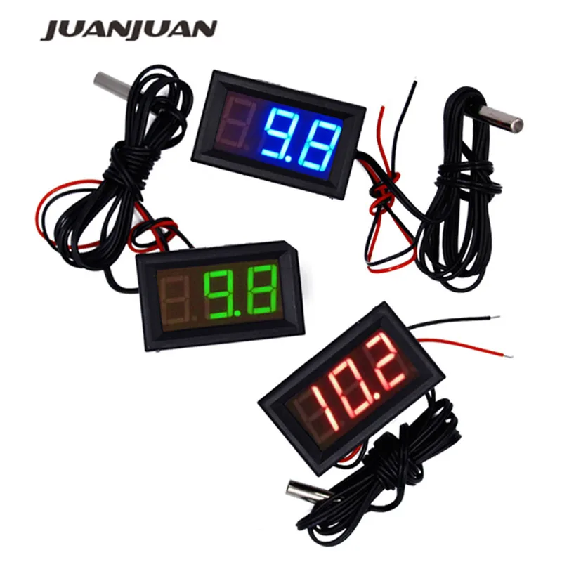 Портативный светодиодный Термометр 12 В цифровой термометр измеритель