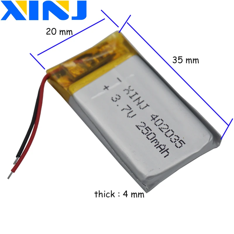 XINJ 10 шт 3 7 V 250mAh литий полимерный Батарея липоэлементный 402035 для Mp3 3D очки наушники