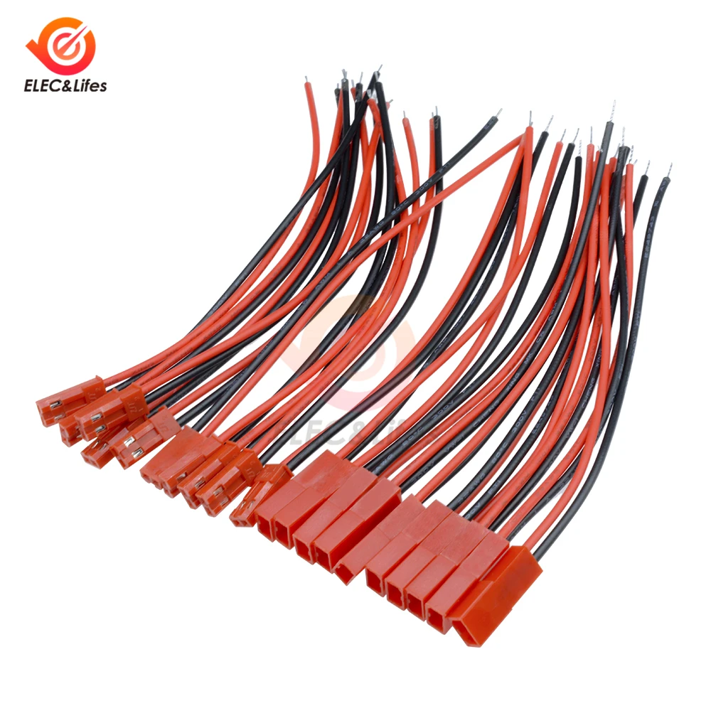 10 пар 100 мм 2-контактный Штекерный разъем JST кабель 22 AWG медный провод для вертолета