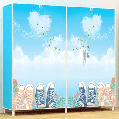 shoe style Большая вместительная двухрядная полка для обуви DIY, домашняя многослойная Подставка для хранения в общежитии, полка для защиты обуви от пыли, Тканевый шкаф для обуви с героями мультфильмов - Цвет: shoe style