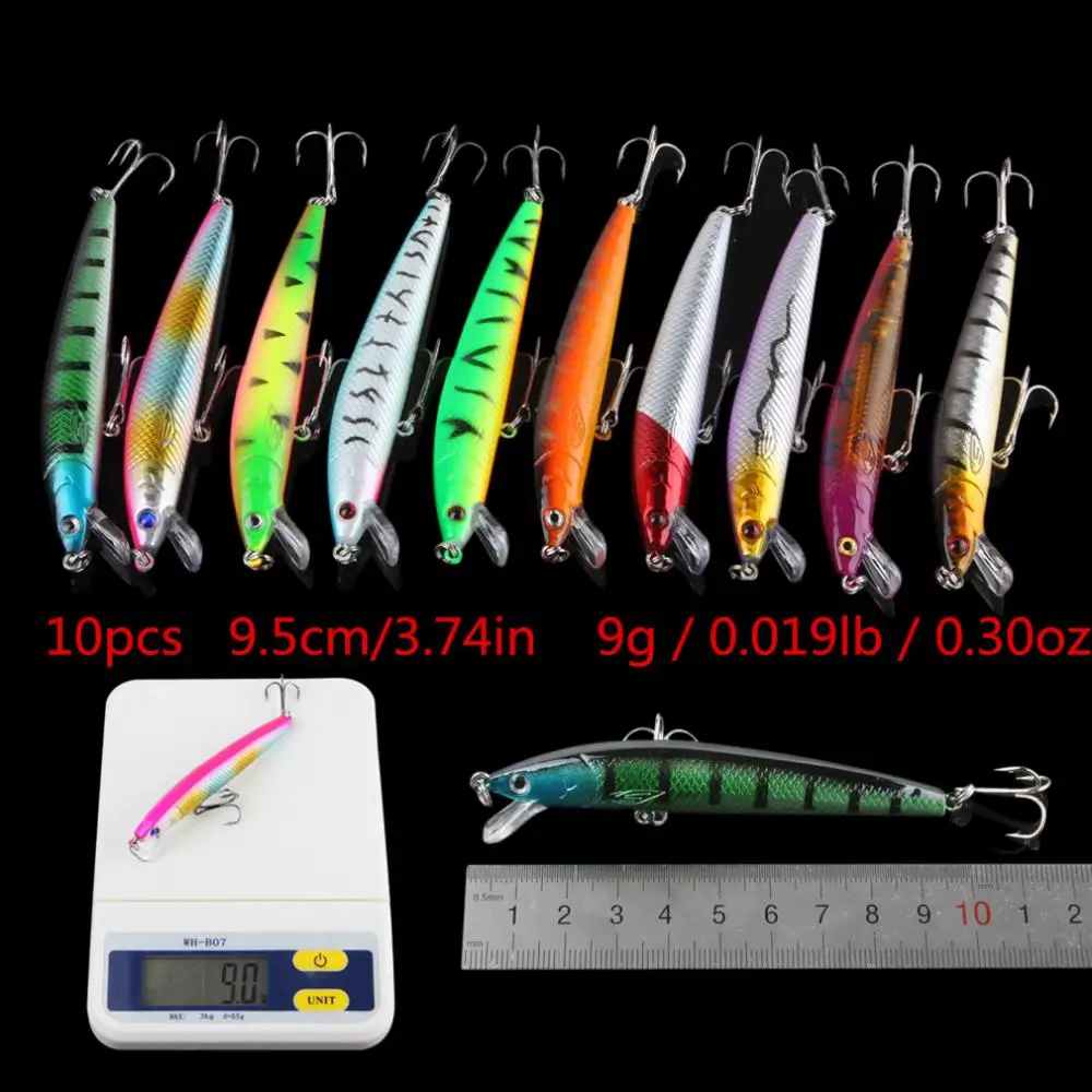 20 шт./лот набор рыболовных приманок Minnow 2 модели 9 5 см/11 см 6 # крючки жесткие