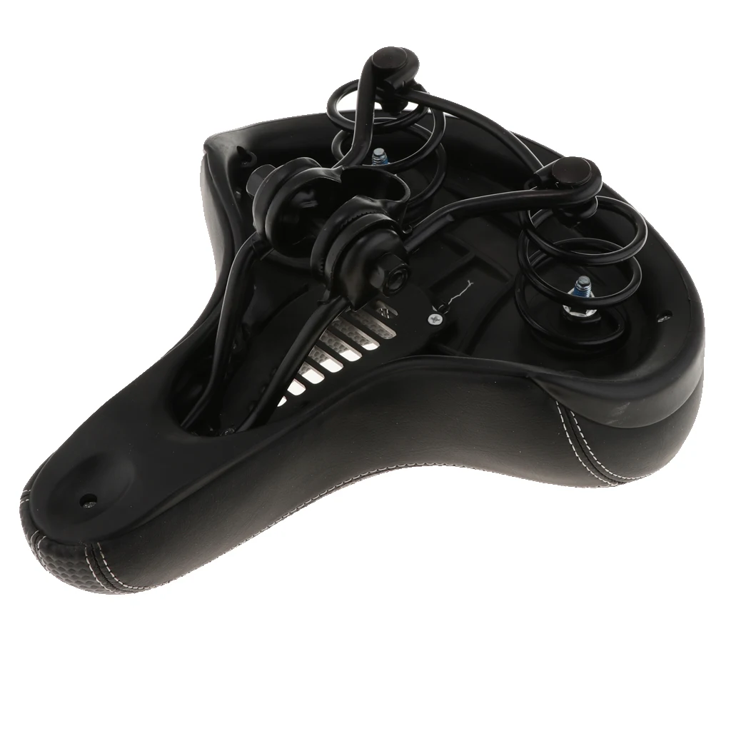 Велосипедное седло с пружинной подвеской амортизирующее кожаное велосипедное