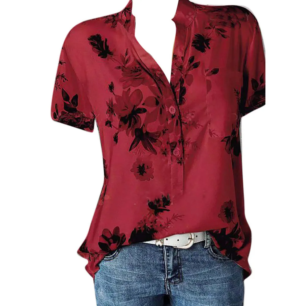 

Femininas Blusas 2019; Новая одежда для детей с короткими рукавами и v-образным вырезом с принтом полиэстер, женские летние блузки, модные сексуальные ...