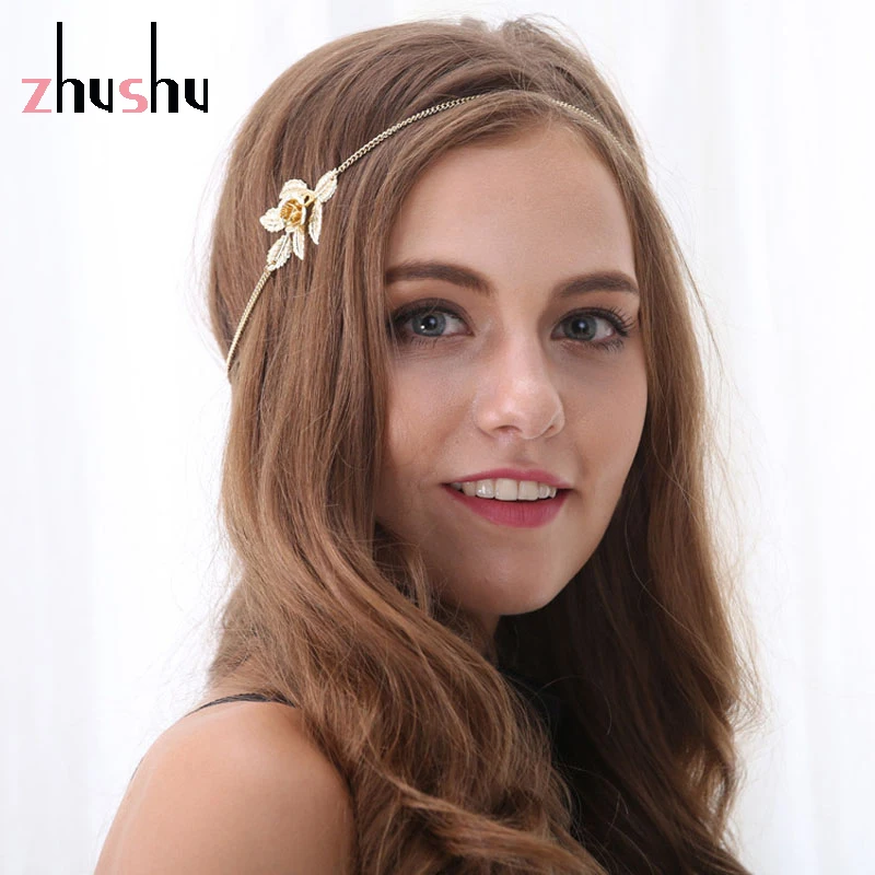 Beautiful Women Fashion Gold Color Leaf & Flower Headband Head Chain Hair Jewelry New For Friendship Gift Ornaments | Украшения и