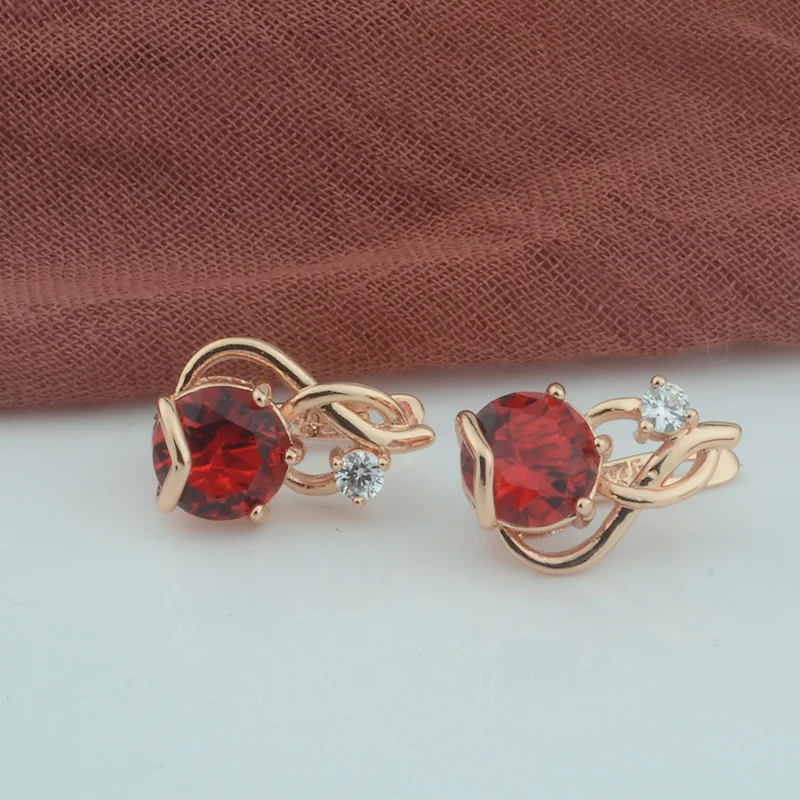 FJ New Women White Crystal Drop Earrings 585 Red Stone Twisted Dangle | Украшения и аксессуары