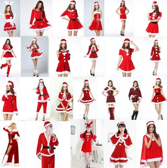 Сексуальный костюм Санта Клауса Экзотическая одежда бело красные фантазии 2016