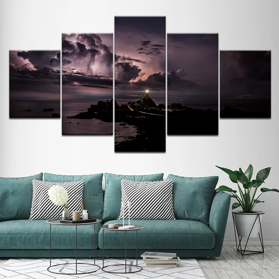 Картина на холсте платформа для просмотра море с темным небом 5 шт. настенные