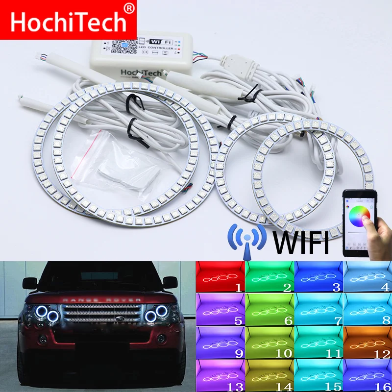 Wifi беспроводной RGB многоцветный светодиодный светильник Angel Eye Halo Rings для Land Rover Range