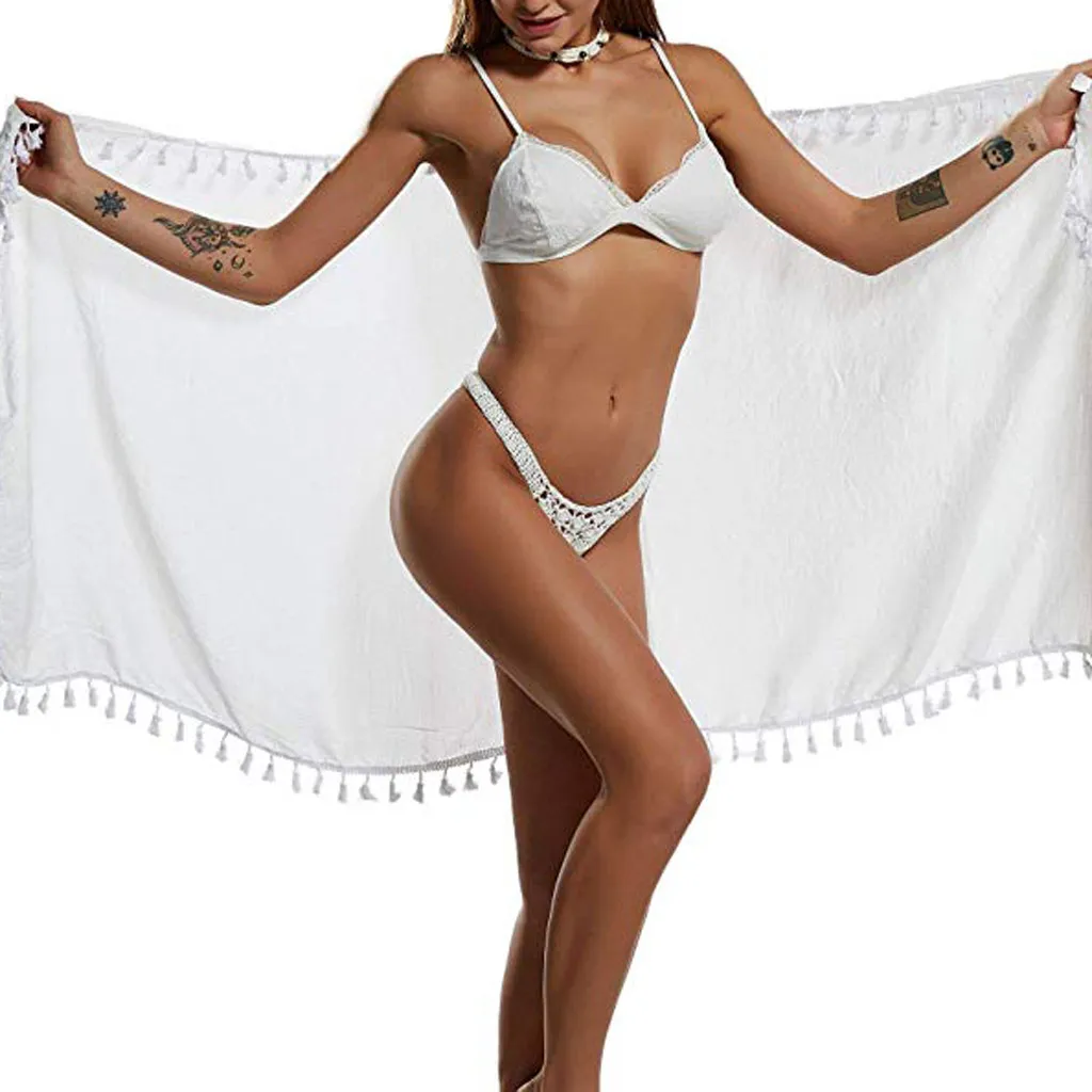 Пляжные саронг Парео льняные хлопчатобумажные купальники накидка короткая юбка