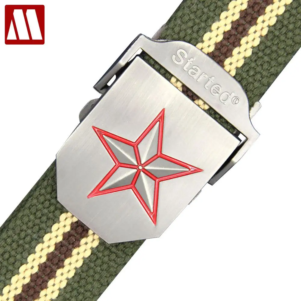 Горячая 3d красная Пряжка со звездой военный пояс модный сильный холст армейский
