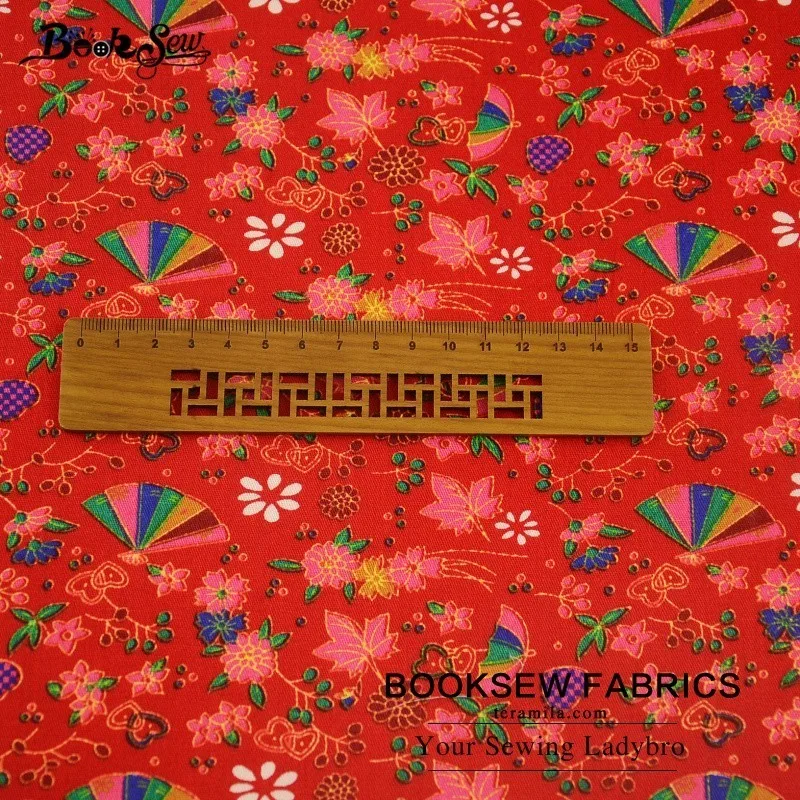 Набивная Ткань Booksew из натурального хлопка и льна с цветочным принтом веером