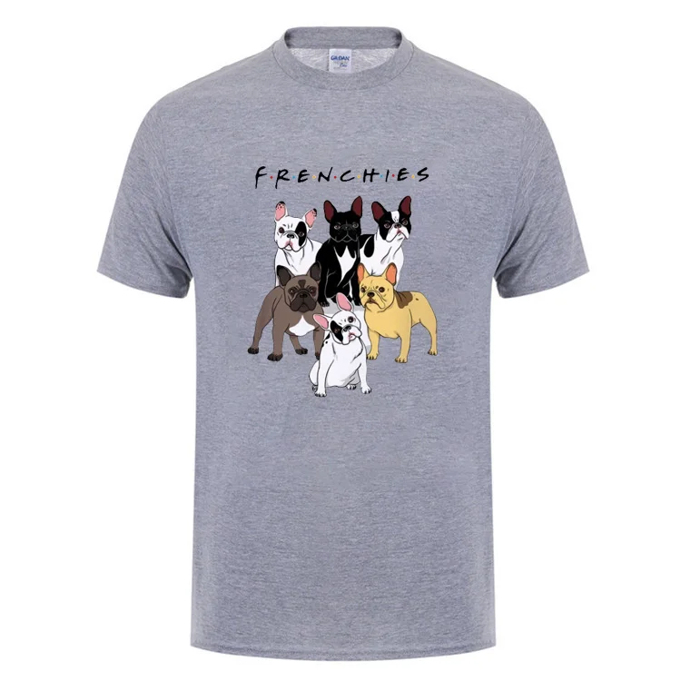 Футболка с принтом Французский Bulldog Frenchies для мужчин и женщин хлопковая забавная
