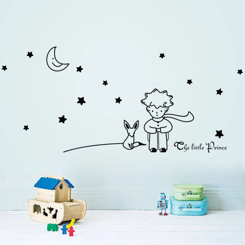 

popular book fairy tale the Little Prince With Fox Moon Star home decor wall sticker for kids rooms baby child birthday gift toy