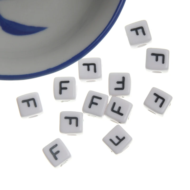 

Quality 10mm 100Pcs Acrylic Beads "F" Spacer Letter Beads 10mm For Jewelry Making DIY Necklace Bracelet