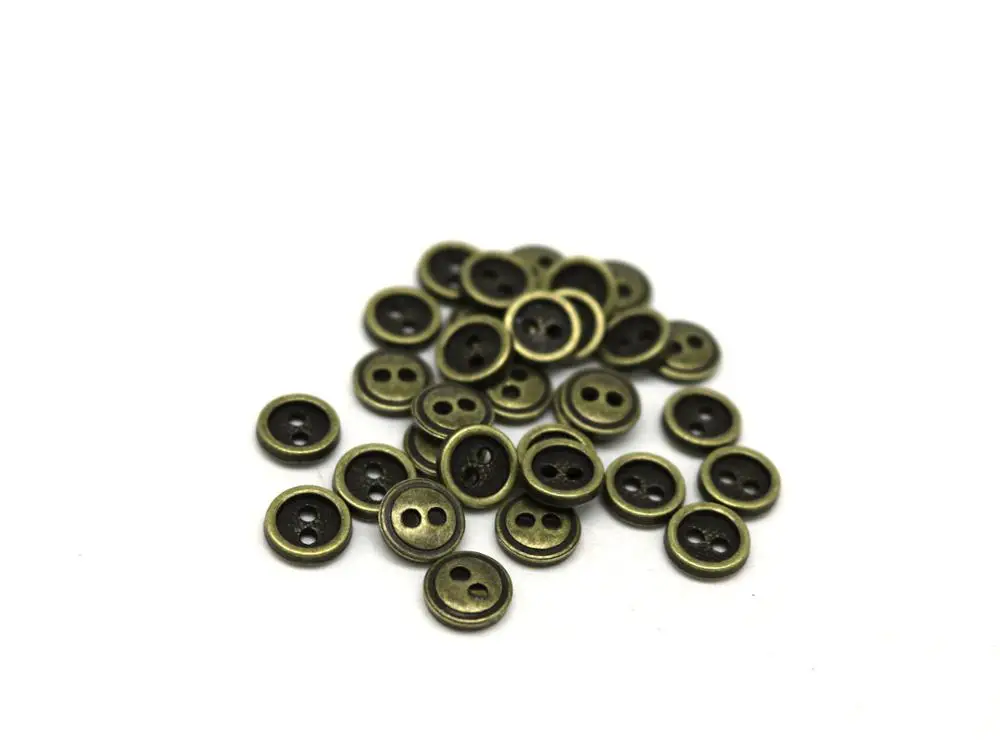 100 шт./лот 9 мм пошив металлические кнопки бронзового тона 2 отверстия круглая