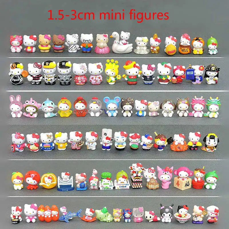 100 шт./лот 1,5-2,5 см Мини hello kitty фигурки пластиковые ПВХ рождественские игрушки для детей домашний декор торта коллекционные игрушки S4272