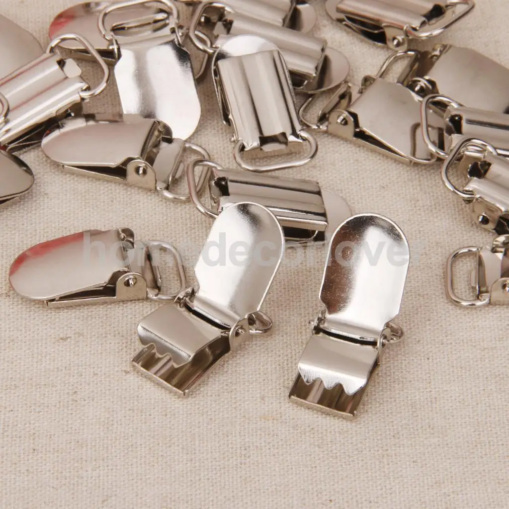 20 шт. Плетеный крючок пустышка подтяжки зажимы Серебро 10 мм|suspender clips|pacifier suspender
