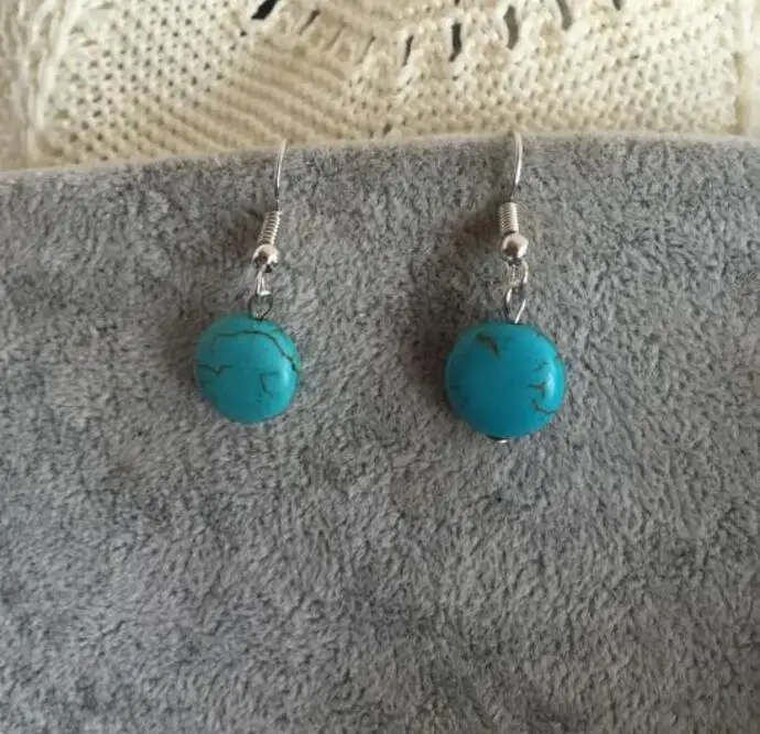 T 033 (серьги + ожерелья) Европейский панк готический Синий капли воды каменная