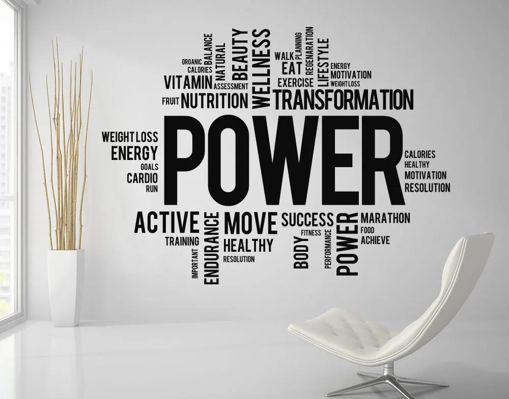 Мотивация цитаты Мощность фитнес слова Настенная Наклейка спортзал