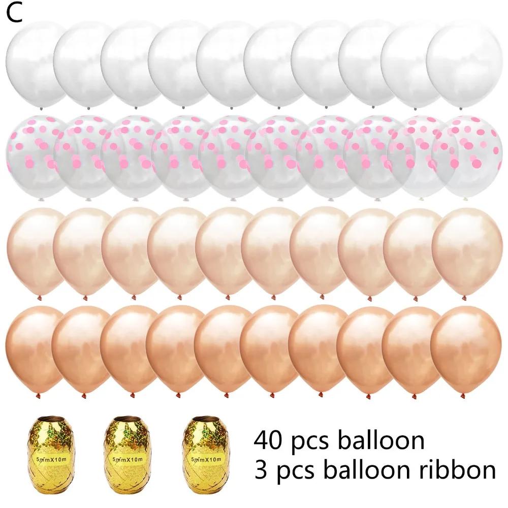 43 pieces of rose-gold polka-dotted see-through balloon ribbon set wedding party decoration | Ролевые и игровые наборы