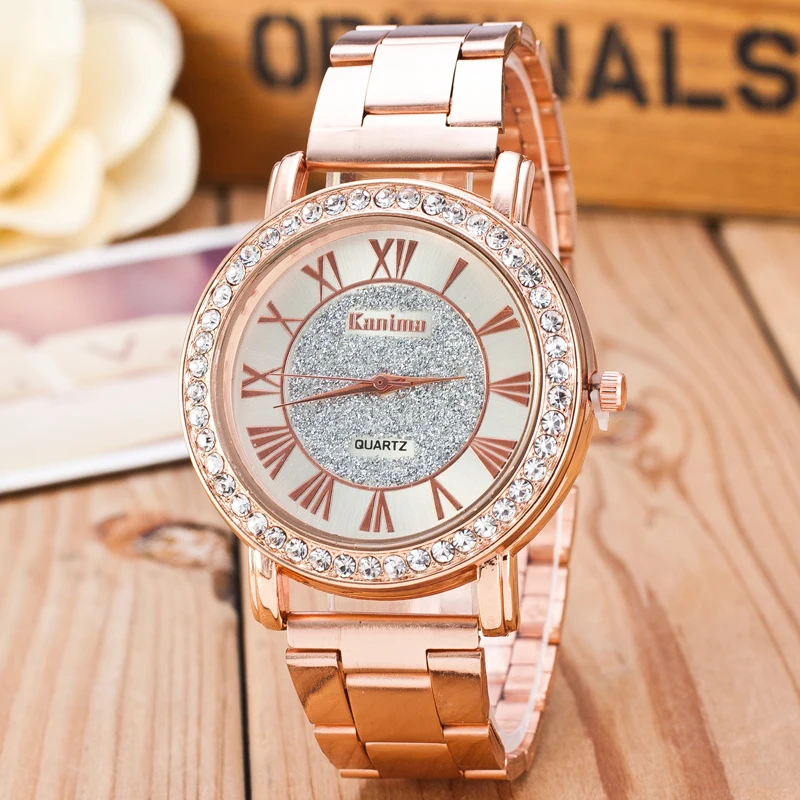 2023 New Famous Brand  Gold Arenaceous Rhinestone Casual Quartz Watch Women Full Steel Watches Luxury Watches Relogio Feminino