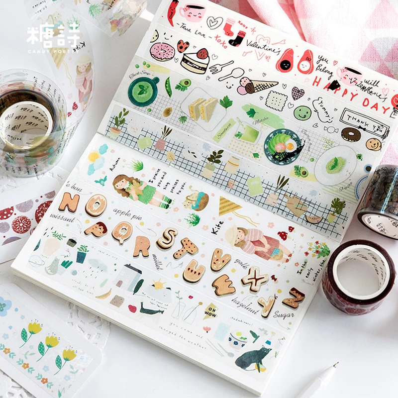 Happy Serise Journal Deco прозрачная васи лента маскирующая японские канцелярские наклейки