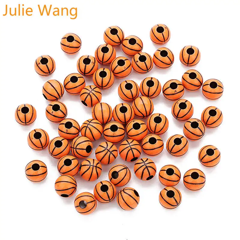 Julie Wang 50 шт. 12 мм акриловые Круглые бусины для баскетбола волейбола браслета