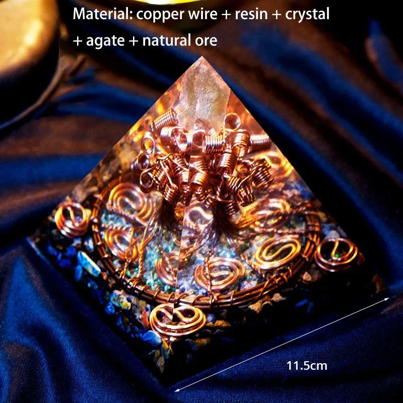 AURA REIKI Orgonite Tree Of Life Pyramid Energy Magnetic Field Converter Eliminate Negative Energy Aura Crystal Decoration