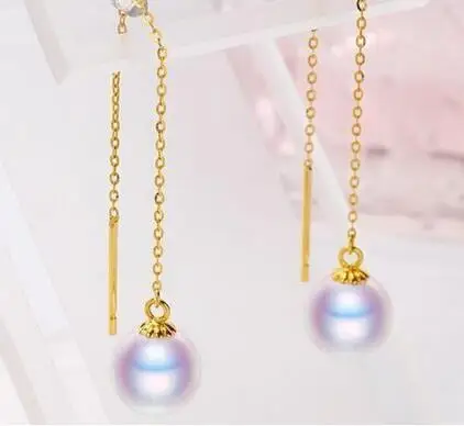 

free shipping>>>>noble jewelry charming pair of 11-12mm round white south sea pearl earring 14k gold