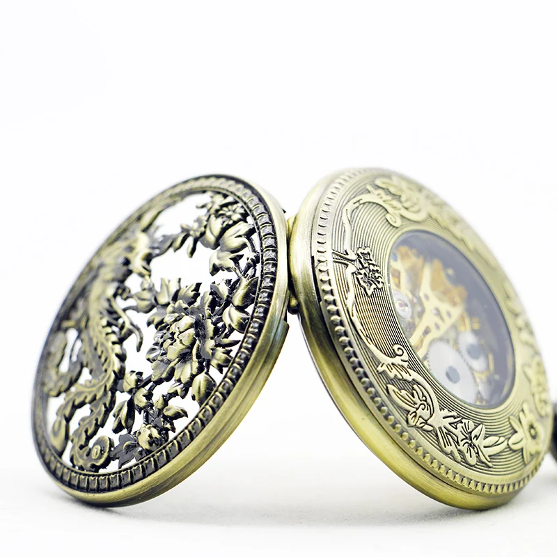 Magic Phoenix Flying Bird Mechanical Pocket Watch Vintage Steampunk Gentleman Style Men's and Women's Necklace Pendant Clock