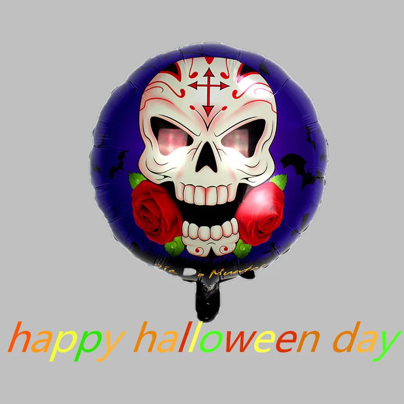 Новый стиль 18 дюймов Хэллоуин скелет фольга шары 5 шт. принт череп Роза алюминий