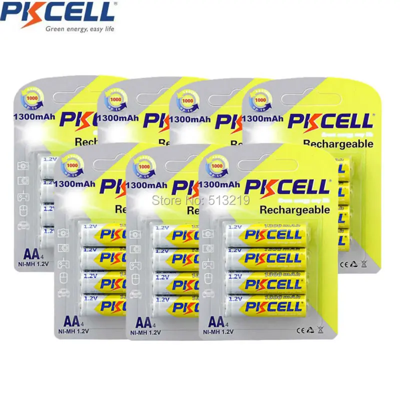 

28Pcs/7Cards AA Rechargeable Battery 1.2V NIMH 1300mah Battery 1000Cycle Time For Toy And Flashlight