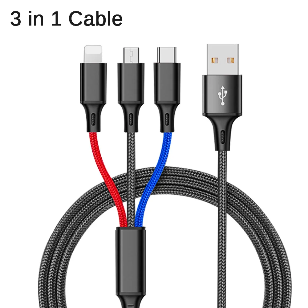 3in1 USB кабель для мобильного телефона с разъемом Micro Type C зарядки 2.4A быстрой может