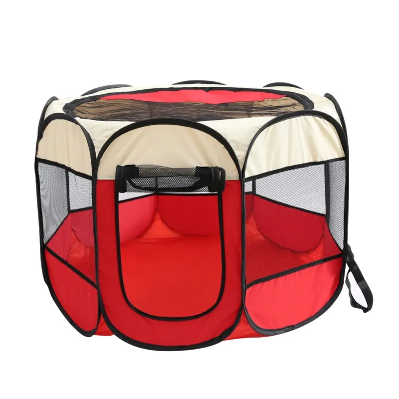 

Portable Folding Pet tent Dog House Cage Dog Cat Tent Playpen Puppy Kennel Easy Operation Octagonal Fence outdoor supplies