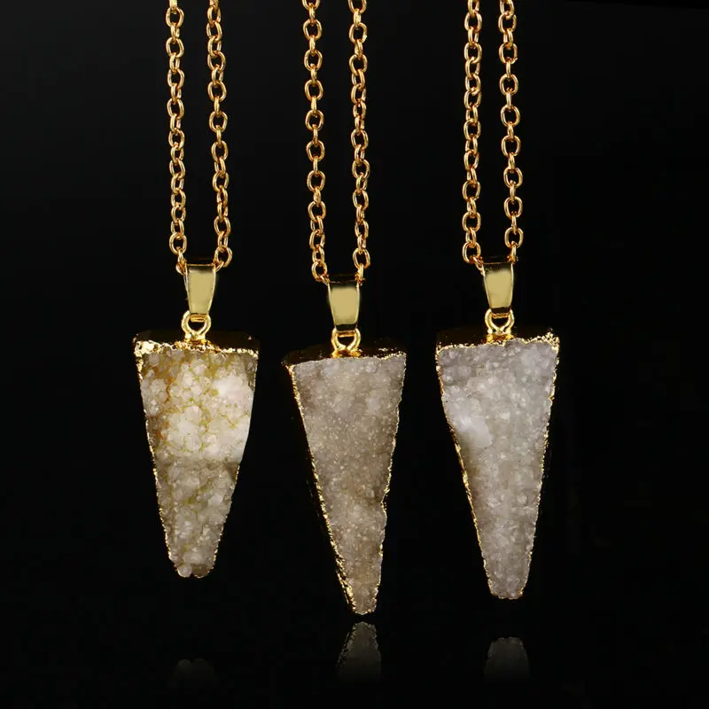 Винтажный готический богемный треугольный белый кварцевый натуральный камень