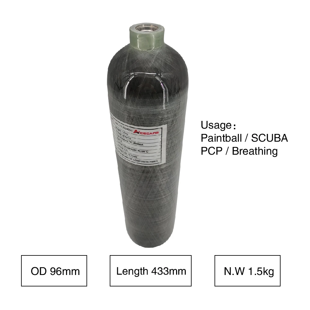 Preise AC102 Mini Scuba 2L Luftgewehr Pistole 30Mpa 4500psi Carbon Faser Dive Zylinder SCUBA Tank Gefüllt Durch Kompressor M18 * 1,5 Acecare