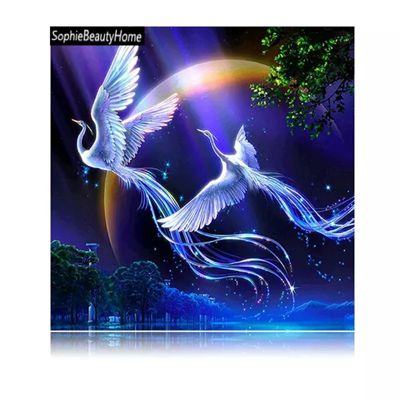 

5D Diy Diamond Cross Stitch Full Diamond Embroidery Mosaic Cubic Cartoon Twin Flying 3D Pattern Crystal Diamond Acacia Resin
