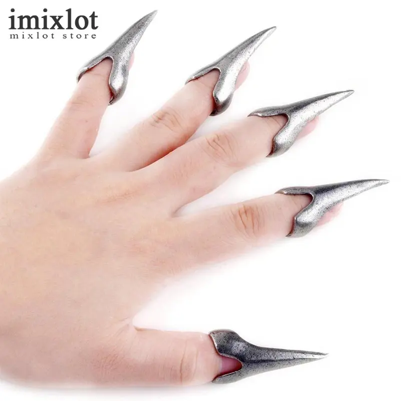 Imixlot 10pcs/lot Creative Women Fashion Talon Nail Rings Masquerade Props False Claw Paw Finger Ring for | Украшения и