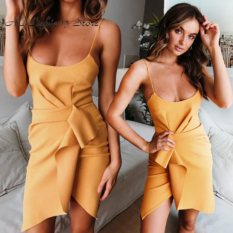 Пикантные Bodycon нерегулярные плиссированное платье Для женщин высокая низкая Boho