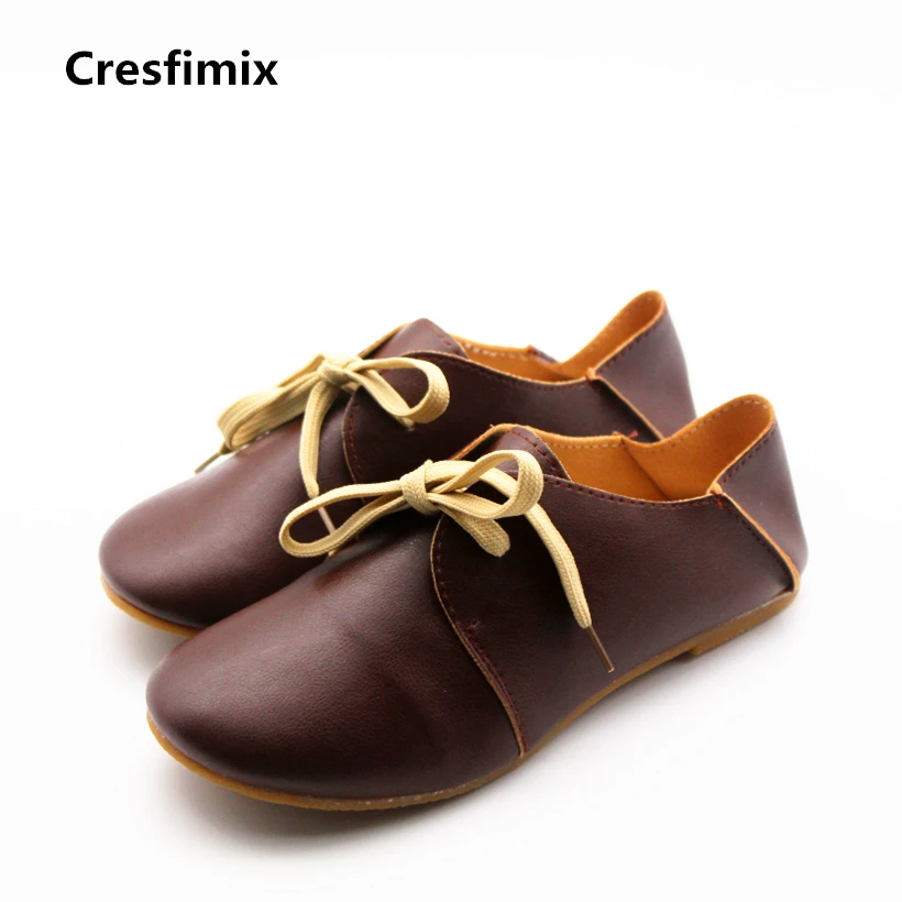 Cresfimix/женские модные мягкие удобные туфли из искусственной кожи на плоской