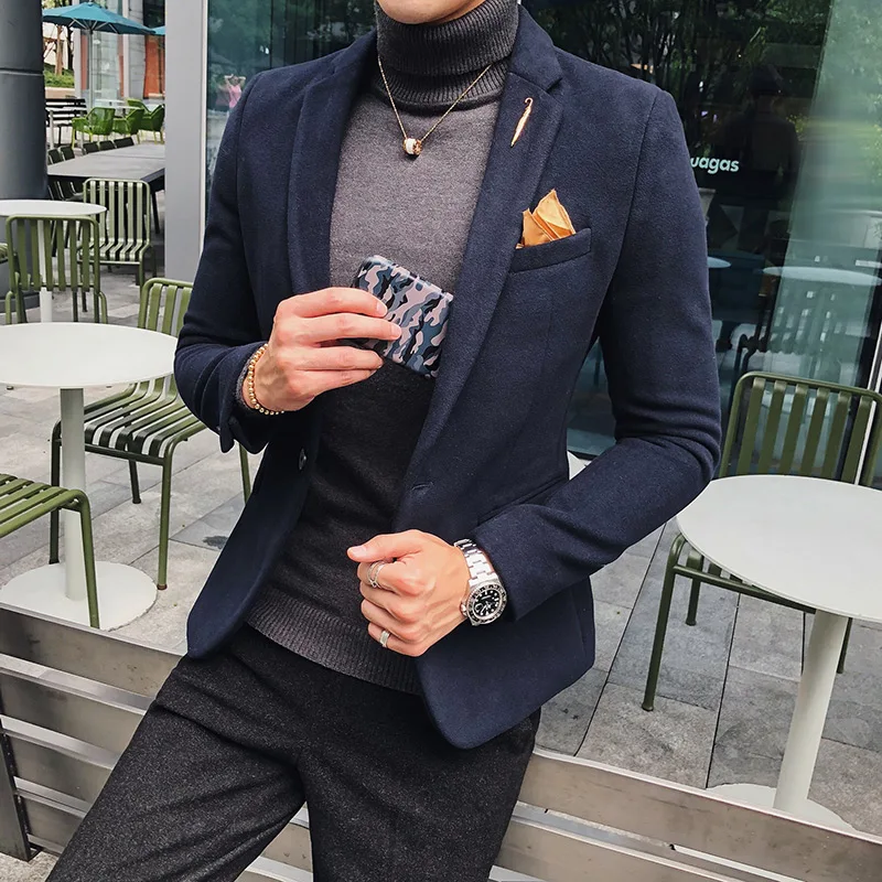 

Plyesxale Woolen Blazer Men 2019 Slim Fit Mens Casual Blazer Jacket Green Burgundy Beige Men's Blazers And Suit Jackets Q562