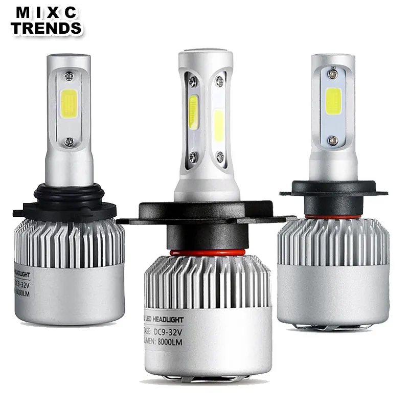 MIXC TRENDS S2 Led H4 H7 H11 9005 COB Автомобильная фара Лампа H1 H3 9006 9004 9007 72 Вт 8000LM 6500 к Авто 12В