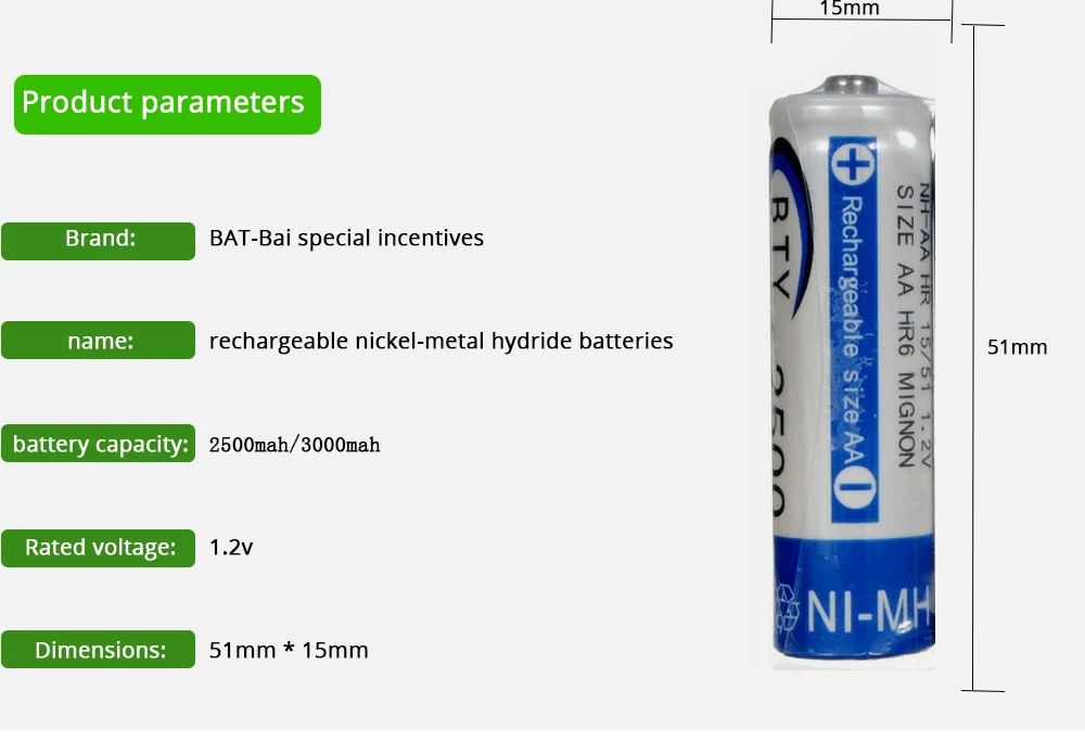 Аккумуляторная батарея BTY AA 2500mAh 4X Ni MH 1 2 V перезаряжаемая aa 5 перезарядка батареи